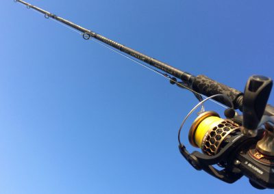 Angel vor blauem Himmel